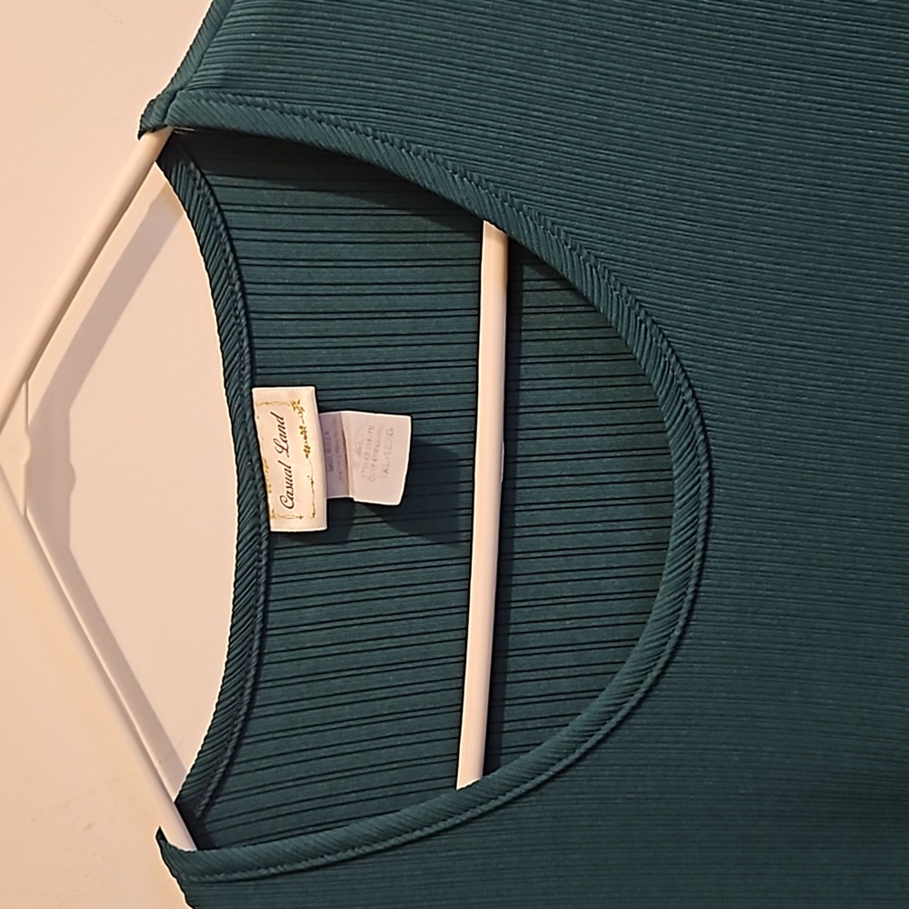 Casual Land Women's XL Green Ribbed Long Sleeve Stretch Pull Over Top #W-584 - Picture 2 of 14